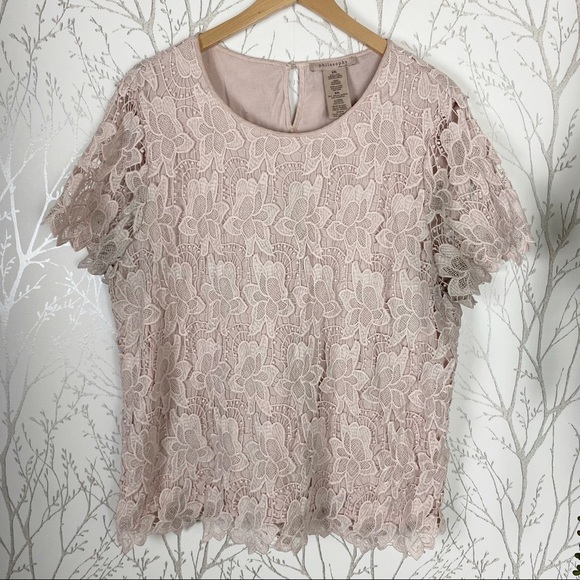 PHILOSOPHY Blush Pink Lace Crochet Overlay Blouse XXL - Picture 11 of 11
